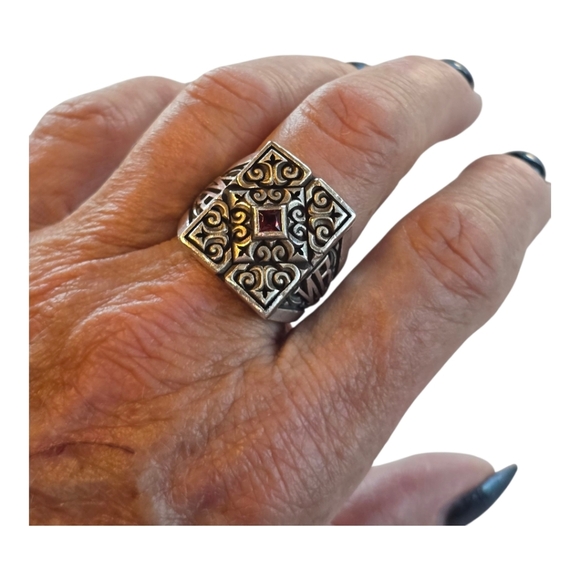 Night Rider Men's Sterling Silver Red Ruby Gemstone Ring 9 - Picture 2 of 11